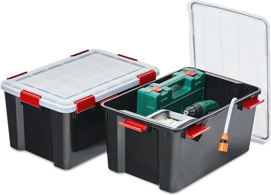 Set van 2 Luchtdichte Opbergdozen - 50L - Stapelbaar en Waterdicht - Perfect voor Garage, Kelder en Zolder