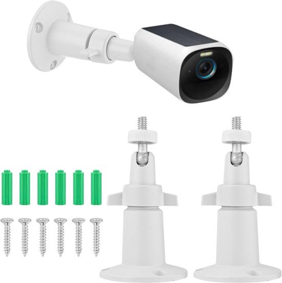 Set van 2 muurbeugels, 360 graden draaibare en verstelbare montagebeugel voor buitencamera's (wit).