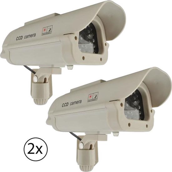 set van 2 stuks dummy beveilingscamera xl - namaak camera - nep bewakingscamera van Merkloos