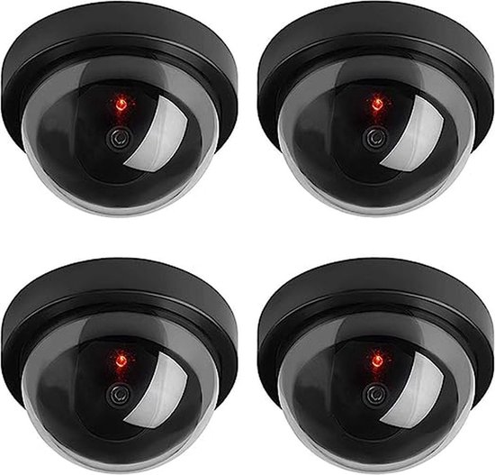 Set van 4 Dummy Camera’s – Realistische Beveiliging met LED Lampje – Waterdicht – Voor Binnen en Buiten – Zonder Batterijen – Zwart Design van Merkloos