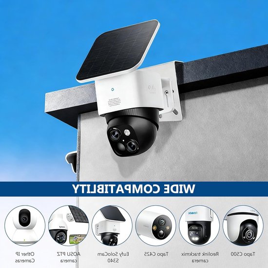 Set voor Gutter Mount voor Zonnepanelen, Metalen Beugel voor Beveiligingscamera's, Roestvrijstalen Steun voor IP PTZ Domecamera's en Arlo Eufy Compatibel met Buiteninstallaties