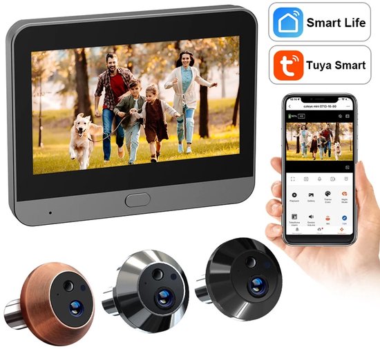 ShaSha Deurbel draadloos - Camera Alexa Google - Deurbel met scherm -Digitaal meekijken - Bewegingsdetectie - Cat Eye - Tweerichtingsgesprek - Nachtzicht - Zichtbare deurbel - Geen betaling vereist - Zwart van Merkloos