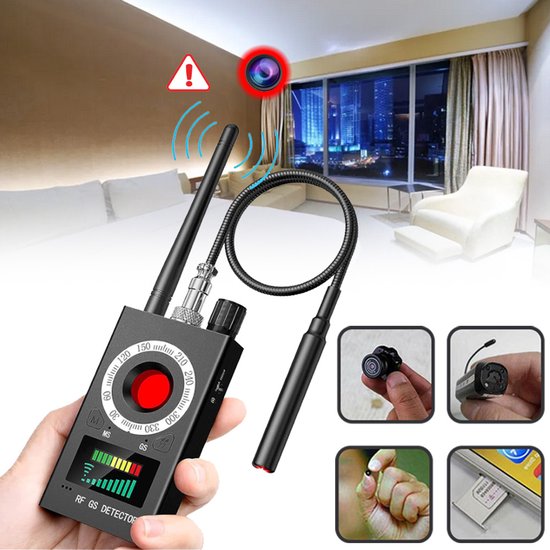 Signal Detector K18 Draadloze GPS-Detector Met Verborgen Camera - 1-8000MHz 4-5 Uur Batterijduur LED-Locator Anti-Spionage RF-Bugdetector - Voor Kantoor, Hotel En Reizen - Zwart