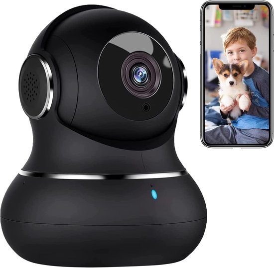 Slimme Binnen Camera - Beveiligingscamera Huis - Huisbewaking - 360 Graden Beweging - 2K Resolutie - Zwart