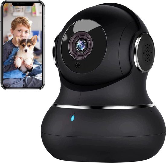 Slimme Camera - Binnen Camera - Huis Bewaken - 2K Resolutie - 360 Graden - Zwart
