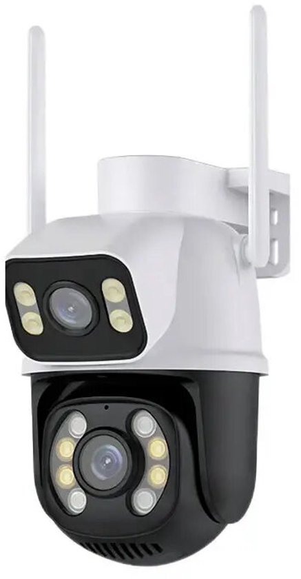 Slimme Tuya WiFi Camera - Dubbele camera - 2x 3MP - Geschikt voor buiten - IP65 - 355 Gemotoriseerd Draaibaar - Op afstand te bedienen van Merkloos