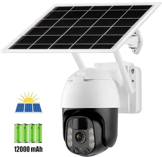 Slimme Tuya WiFi Camera - Met Zonnepaneel - 3MP - Geschikt voor buiten - IP65 - 355 Gemotoriseerd Draaibaar - Op afstand te bedienen van Merkloos