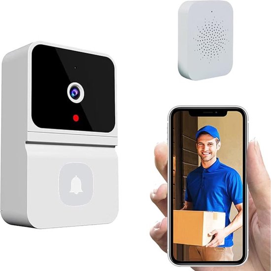 Slimme Video deurbel met Camera - Met WiFi en App - Ring Geluid - Draadloos - Met Nachtzicht - 480P - Tweerichtingsgesprek - Cloud Opslag - Wit