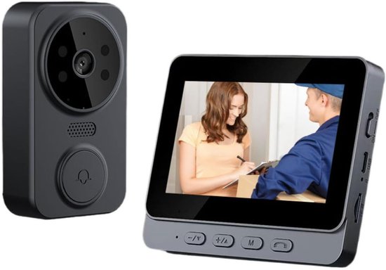 Slimme Video Deurbel met Scherm - Draadloze Deurbel met Camera en Intercom - Elektrische Deurspion HD Beveiligingscamera met Nachtzicht