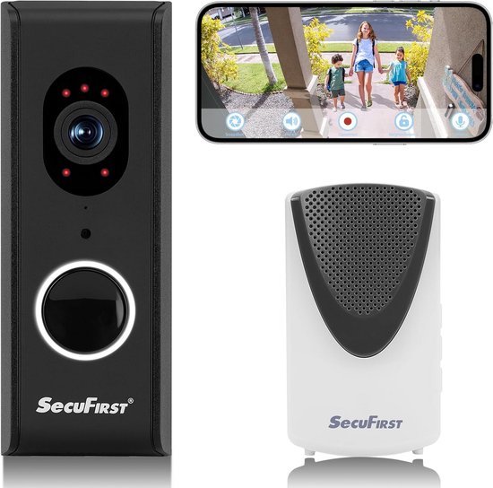 Slimme Videodeurbel met Camera, Wifi en Draadloze Gong van Merkloos
