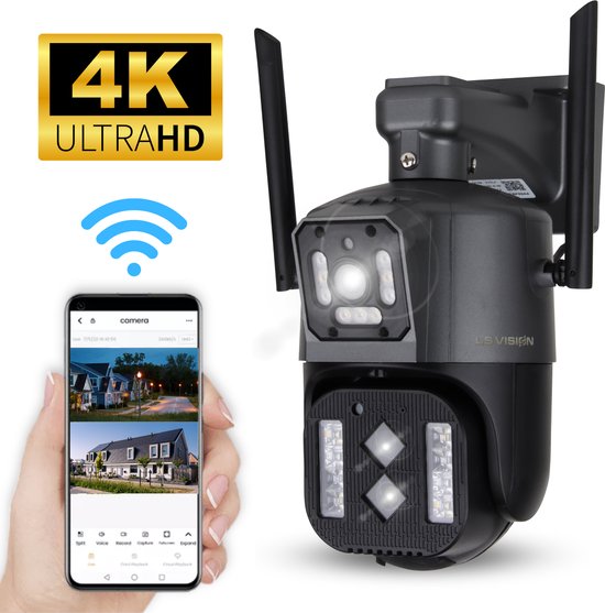 Smart Multi-Lens PTZ Camera - Draadloos - Bewakingscamera - Beveiligingscamera - Voor Buiten - Met Nachtzicht - Beveiligingscamera’s - Wifi van Merkloos