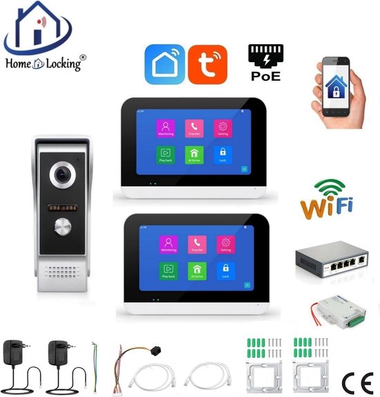 Smart WIFI deur intercom 2 touchscreens. T-2301-1-2 van Smart