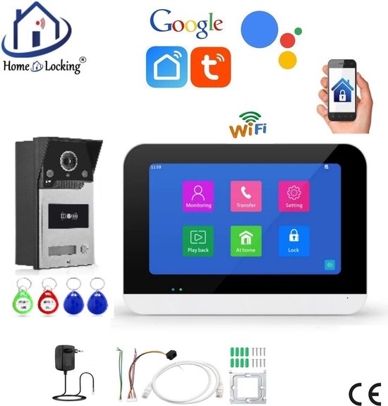 Smart WIFI deur intercom touchscreen met bediening via Smart Life APP werkt met Alexa en Google spraaksturing. T-2302 van Nedis