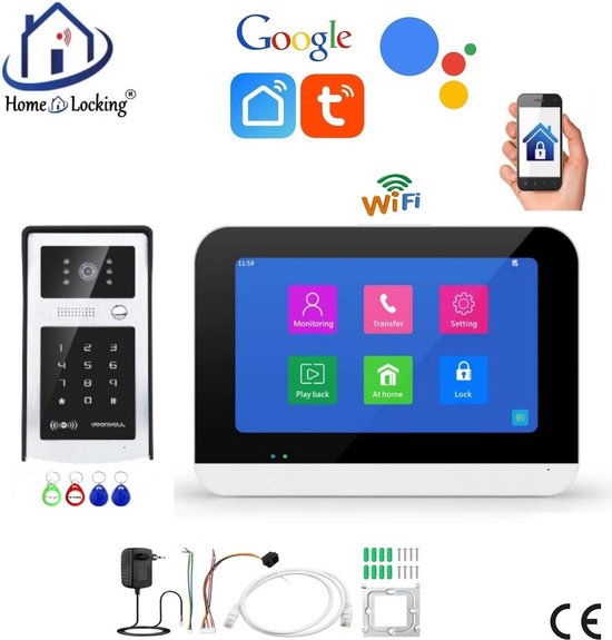 Smart WIFI deur intercom touchscreen met bediening via Smart Life APP werkt met Alexa en Google spraaksturing. T-2303 van Smartwares