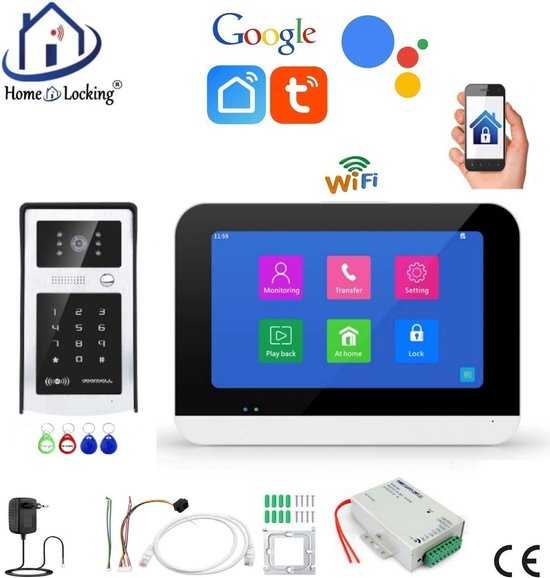 Smart WIFI deur intercom touchscreen met bediening via Smart Life APP werkt met Alexa en Google spraaksturing. T-2303V van Eminent