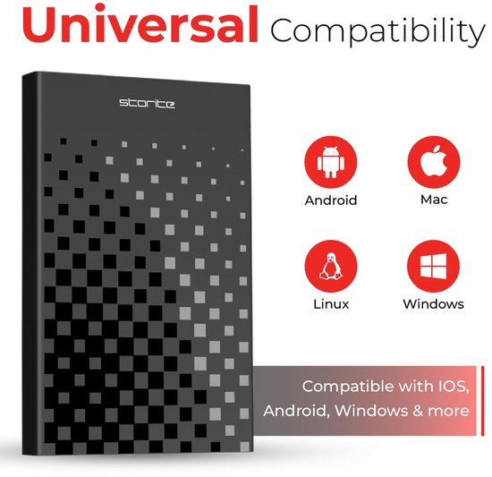 SnelShoppen - 1TB Externe Harde Schijf USB 3.0 HDD voor Gaming - Snelle Opslag - Compact en Lichtgewicht - Perfect voor Spellen en Media - Zwart