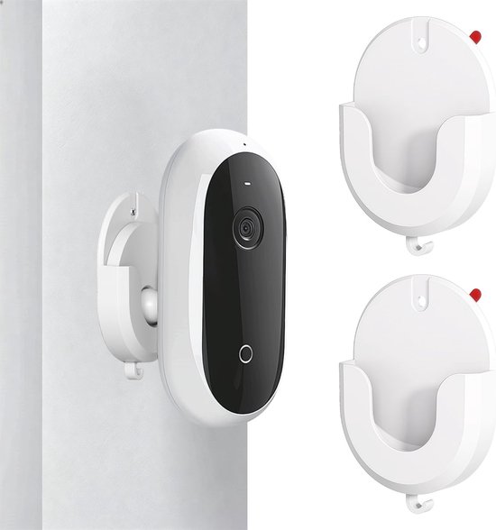 SnelShoppen - 2-Pack Camera Wandbeugel, Plakhouder voor Binnen/Buiten, Geen Boren Nodig, Wit, Geschikt voor Draadloze Camera's