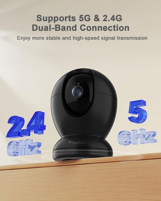 SnelShoppen - 4 MP Interne WiFi Camera met Bewegingsdetectie, Volgen en Sirene, 2.4G & 5G WiFi, Perfect voor Thuisbewaking van Kinderen, Huisdieren en