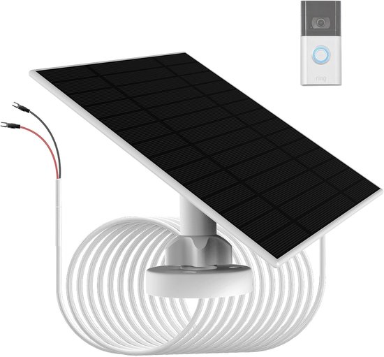 SnelShoppen - 6W Zonnepaneel voor Deurbeld Batterij Opladen, IP66 Waterdicht, Compatibel met Ring Videodeurbellen 3/3 Plus, 4/4 Plus, 2K Camera, Gesch