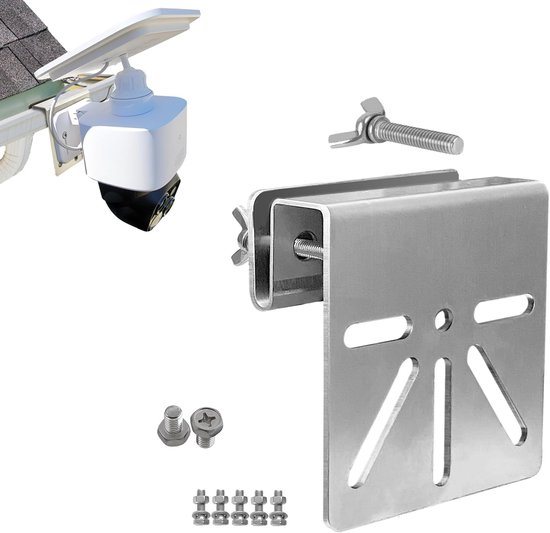 SnelShoppen - Antirust Gutter Mount Voor Eufy SoloCam S340 Camera - RVS Beugel Voor Zonnepaneel Camera's - Buiten Installatie Zonder Boren - Stevige B
