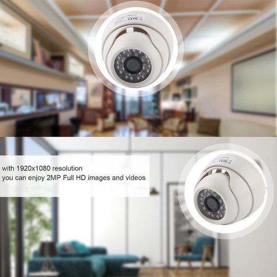 SnelShoppen - CCTV Camera Dome 1080P HD met 3.6mm Lens, Infrared Nachtzicht, 24 LED's, 4-in-1 Beveiligingscamera voor Binnen en Buiten