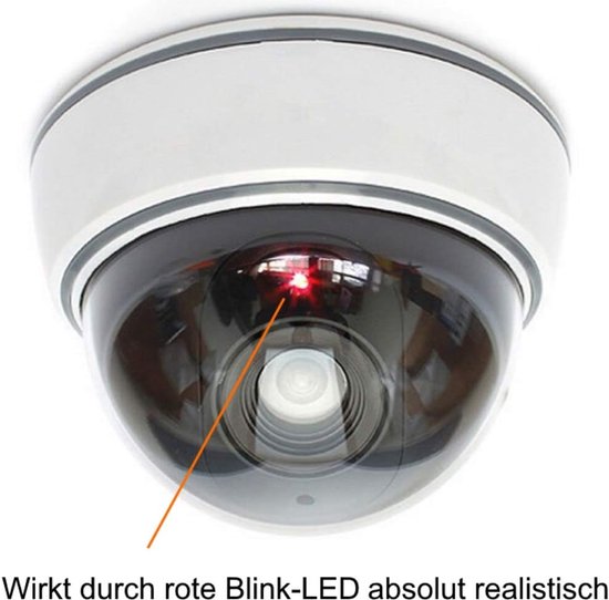 SnelShoppen - Dummy Camera Beveiligingscamera met Lens en Rode LED Licht - Realistische Fake Camera voor Binnen en Buiten - Waterproof - 9.5cm x 6.8cm