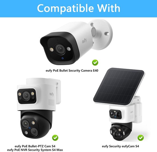 SnelShoppen - Magnetische Bevestigingshouder voor Beveiligingscamera's, Compatibel met eufyCam S4, PoE NVR S4 Max en Bullet Camera E40, Sterke Magneti