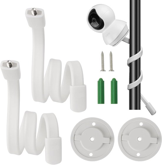 SnelShoppen - Pack van 2 Flexibele Baby Monitor Bevestigingshouders voor TP-Link Tapo C200/C210/C211/C212/C220/C225 - Geen Boren Nodig, Aluminium en A