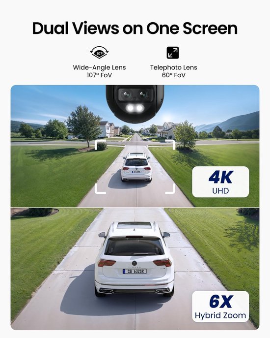 SnelShoppen - Reolink TrackMix 4K 8MP Wi-Fi 6 PTZ Buitenbewakingscamera met Auto-Tracking, Dual-Lens, Nachtzicht en Smartherkenning voor Tuin en Buite