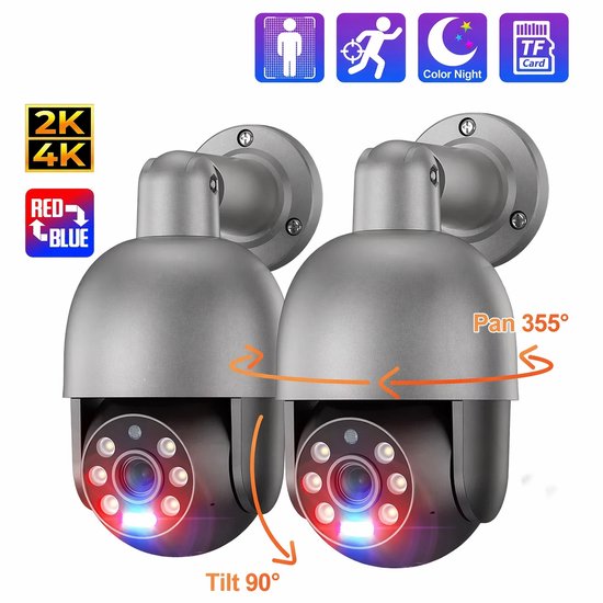 Solvix Camerabewaking – Bewakingscamera voor Buiten – Beveiligingscamera – Beveiligingscamera’s – PTZ 5MP/8MP 4K – POE – AI Detectie – Nachtzicht Kleur – 270°/90° Draaibaar – IP66
