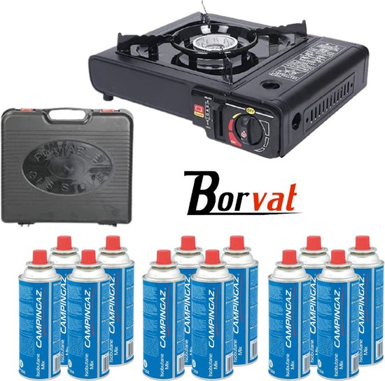 Soroh® | Draagbare Gasfornuis | Camping Kookstel | Inclusief 12 Gasflessen | Gas Stove | Gasfornuis | Kooktoestel | Outdoor van Soroh