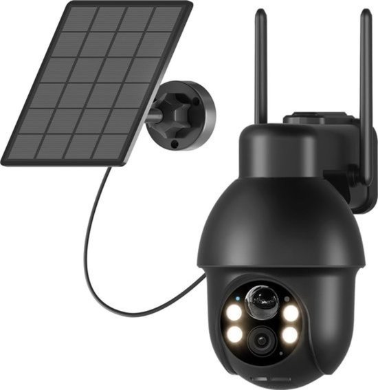 StayPowered Beveiligingscamera - De Ultieme Bewakingscamera voor Complete Gemoedsrust - Heldere Beelden - met Zonnepaneel - AI Bewegingsdetectie - Gekleurd Nachtzicht - Ingebouwde Microfoon - Zwart - Levering Sneller dan Aangegeven! van StayPowered