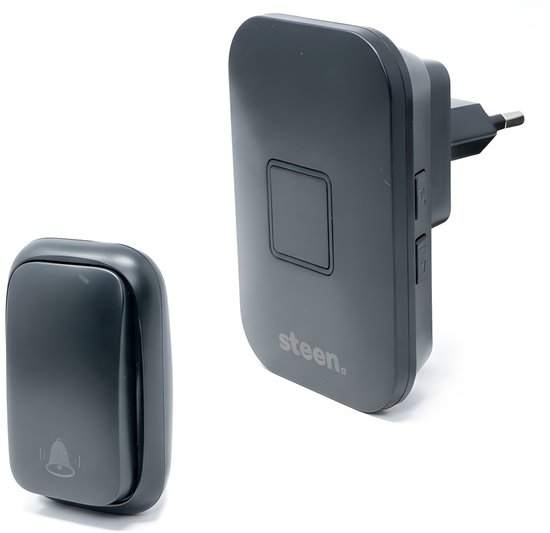 STEEN® Draadloze Deurbel Set - Deurbellen met 1 drukker en 1 Ontvanger - 5 Volume­standen (25–85 dB) - IP44 Waterdicht - Bereik 300m - Inclusief Batterij & Montage­materiaal - Plug & Play