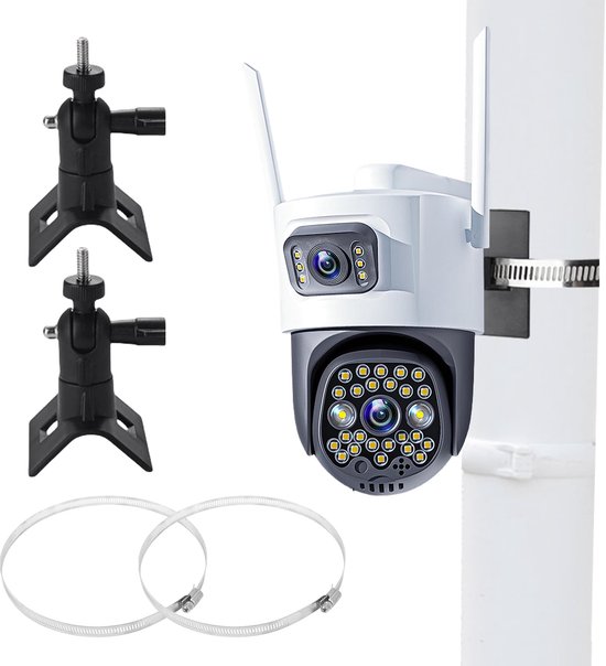 stuks cameramasthouder: universele camera-wandmontage voor Eufy Cam, verstelbare paalmontagebeugel met schroefgat voor beveiligingscamera, zonnepaneel, zwart van Merkloos