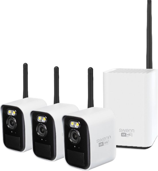 Swann MaxRanger4K™ Mini - Buitencamera's - 3 Pack met Hub - 4K Ultra HD resolutie - Nachtzicht in kleur - Tweeweg Audio - Geen Abonnementskosten - 64GB SD Card - 150 Meter Draadloos Bereik - Wi-Fi HaLow™ Technologie van Merkloos