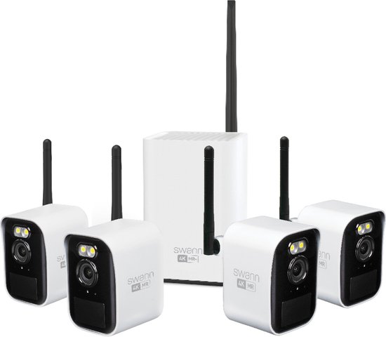 Swann MaxRanger4K™ Mini - Buitencamera's - 4 Pack met Hub - 4K Ultra HD resolutie - Nachtzicht in kleur - Tweeweg Audio - Geen Abonnementskosten - 64GB SD Card - 150 Meter Draadloos Bereik - Wi-Fi HaLow™ Technologie van Merkloos