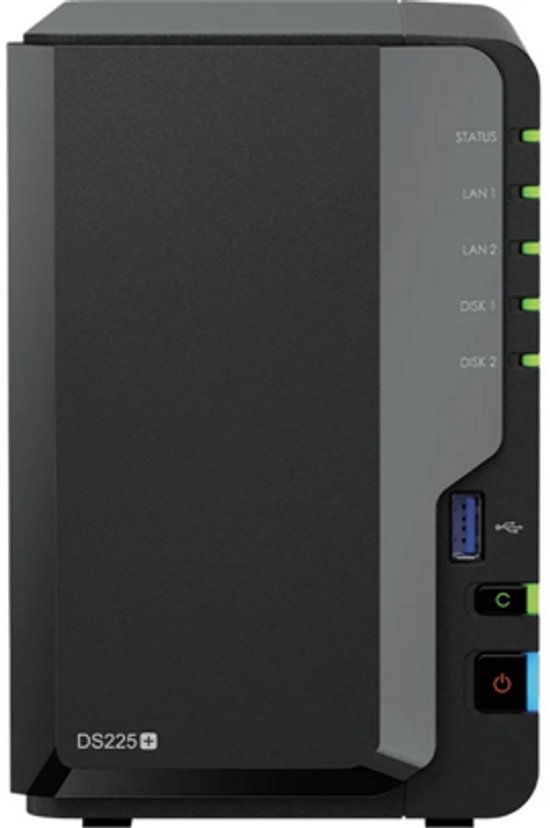 Synology DiskStation DS225+ - NAS - 2-bay - 2GB DDR4 - 0TB - 1x 1G - 1x 2.5G netwerk van Synology