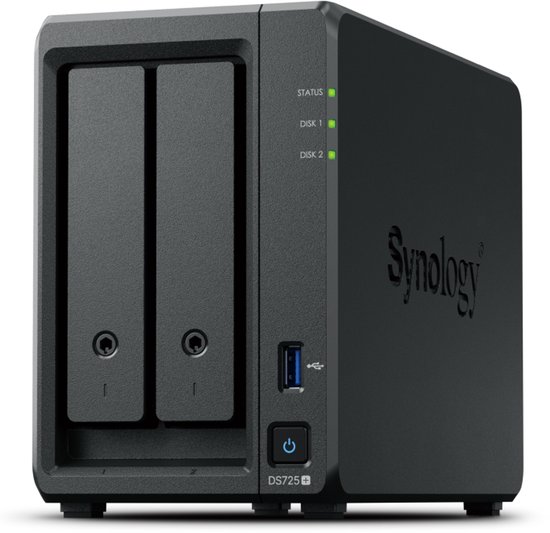 Synology DiskStation DS725+ - NAS - 2-bay (plus 2x M.2 slots) - 4GB DDR4 - 0TB - 1x 1G - 1x 2.5G netwerk van Synology