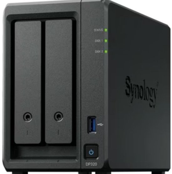 Synology DP320 - NAS server - Inclusief 2x 8 TB 3.5'' HHD - AMD Ryzen R1600 - 2 bays - 8 GB ram - Zwart