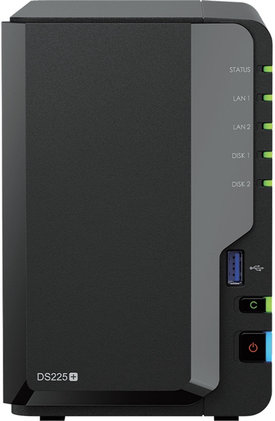 Synology DS225+ 2Bay 8TB NAS met 2x 4TB Synology Plus HDD van Synology