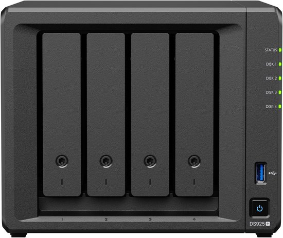 Synology DS925+ 4Bay 24TB NAS met 4x 6TB Synology Plus HDD van Merkloos