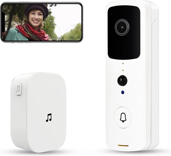 T-ring smarthome Video Deurbel V30 - WIT (incl. 2 x Oplaadbare accu batterijen en losse bel. DE ENIGSTE MET EIGEN VIDEO OPSLAG van T Ring