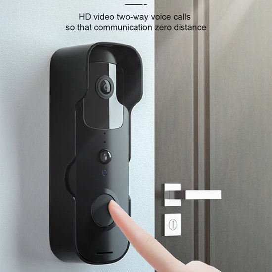 T-ring smarthome Video Deurbel V30 - Zwart GEEN ABBONEMENT NODIG (incl. 2 x Oplaadbare accu batterijen en losse bel) EXTRA SMAL MODEL ! van T Ring