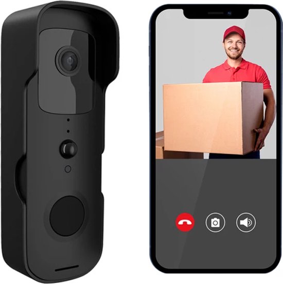 T-ring smarthome Video Deurbel V30 - Zwart (incl. 2 x Oplaadbare accu batterijen en losse bel) EXTRA SMAL MODEL ! van T Ring