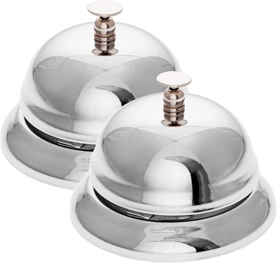 Tafelbellen Set - Service Bellen - Signalen Geven - Roestvrij Staal - Diameter 8.5 cm - Zilverkleurig