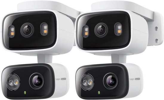 Tapo C246D Beveiligingscamera Binnen & Buiten met Dubbele Lens 2-pack - Bundelvoordeel - Dubbele 2K Lens - Overzicht & Close-up Tegelijk - Slimme Tracking - Kleur Nachtzicht met Spotlights - IP65 Weerbestendig - 10,8x Zoom - Huildetectie