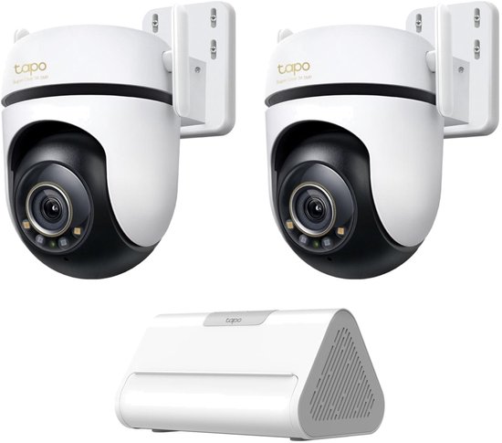 Tapo C530WS Beveiligingscamera Buiten 2-pack + H500 CentralHub - Bundelvoordeel - 3K 5MP - 360° Draaibaar - Starlight Kleur Nachtzicht - Lokale Opslag tot 16TB - Geen Abonnement - 30m Nachtzicht - IP66 Weerbestendig - Automatisch Volgen - 12x Zoom