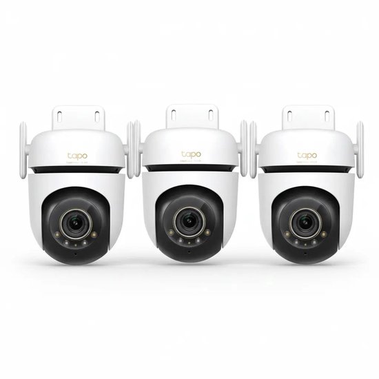 Tapo C530WS Beveiligingscamera Buiten 3-pack - Bundelvoordeel - 3K 5MP - 360° Draaibaar - Starlight Kleur Nachtzicht - 30m Nachtzicht - IP66 Weerbestendig - Automatisch Volgen - Persoons-, Huisdier- & Voertuigdetectie - 12x Zoom - 93 dB Sirene