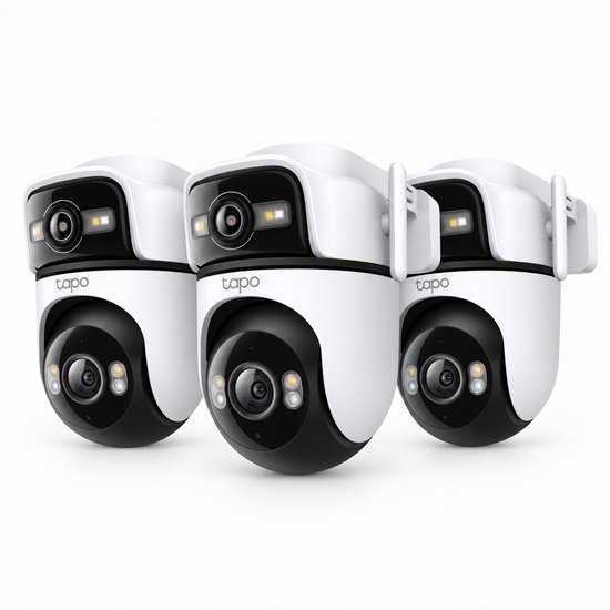 Tapo C545D Beveiligingscamera Buiten met Dubbele Lens 3-pack - Bundelvoordeel - Dubbele 2K Lens - Overzicht & Close-up Tegelijk - 165° Groothoek - Slimme Tracking - 30m Nachtzicht - Kleur Nachtzicht - IP66 Weerbestendig - 10,8x Zoom - 99 dB Sirene