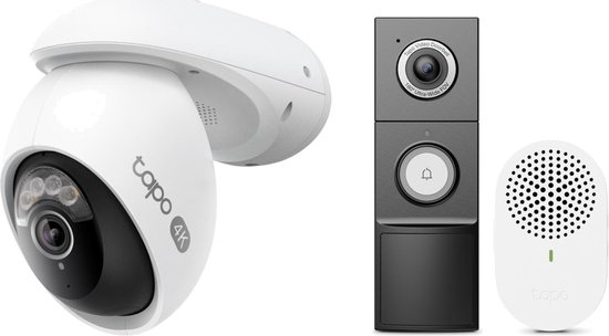 Tapo C560WS Beveiligingscamera Buiten + D235 2K 5MP Video Deurbel - Bundelvoordeel - 4K 8MP - Gezichtsherkenning - 360° Draaibaar - 180° Head-to-Toe - Kleur Nachtzicht - IP66 Weerbestendig - AI Tracking - Tot 210 Dagen Accu - Accu of Bedraad